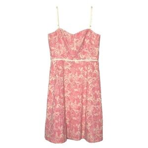 NWT - Elie Tahari McKenna Pink & Ivory Woven Linen Blend Floral Dress - Size 12